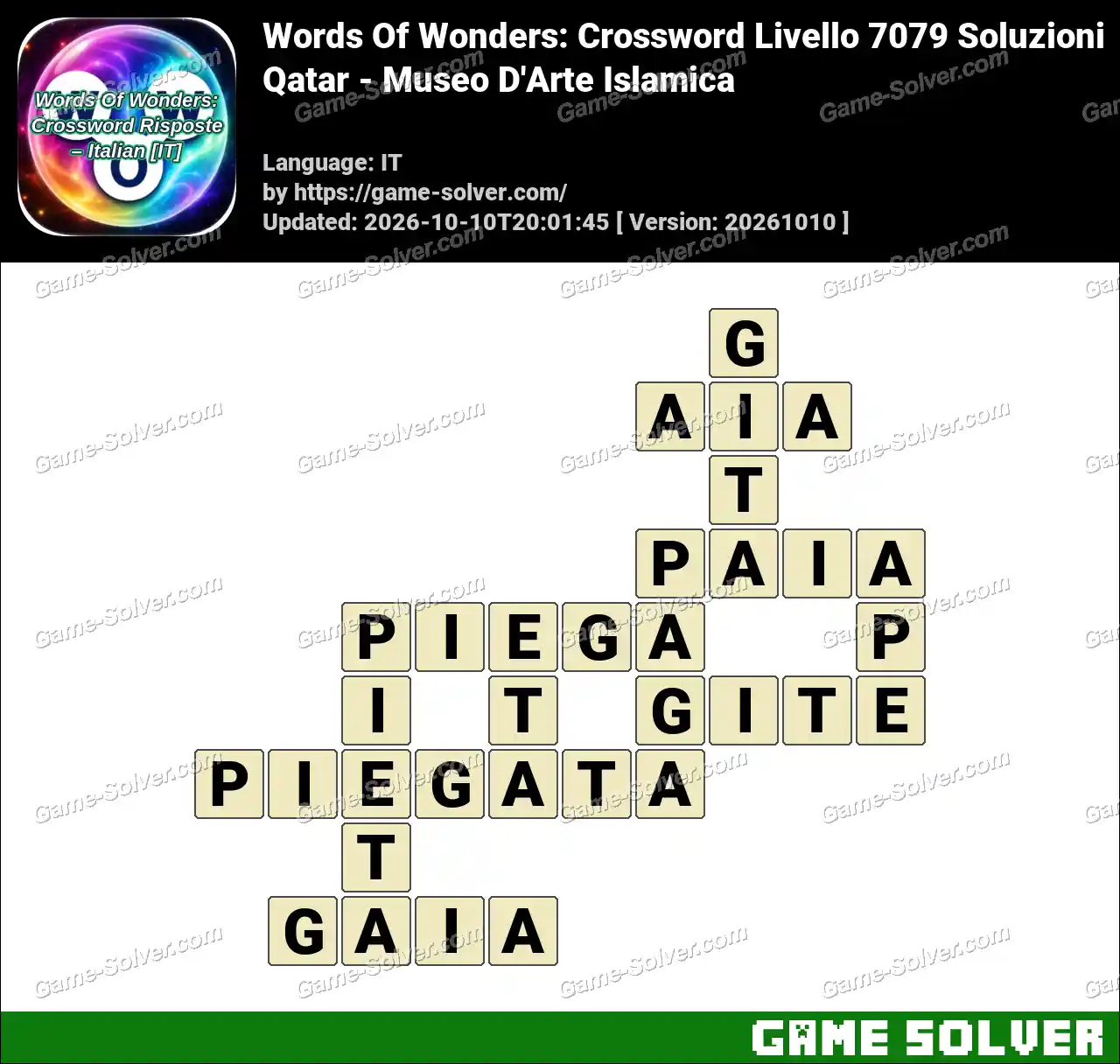 Words Of Wonders: Crossword Livello 7079 Soluzioni – Qatar – Museo D’Arte Islamica
